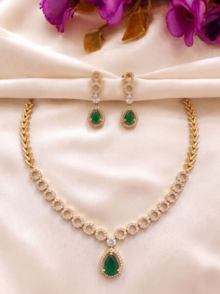AD stone necklace & earing set