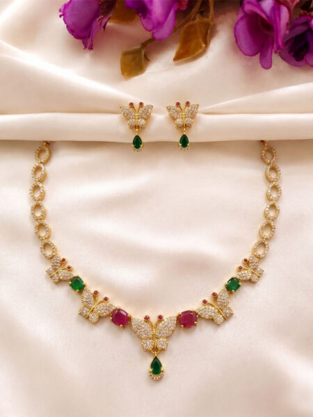 American Diamond Butterfly Necklace
