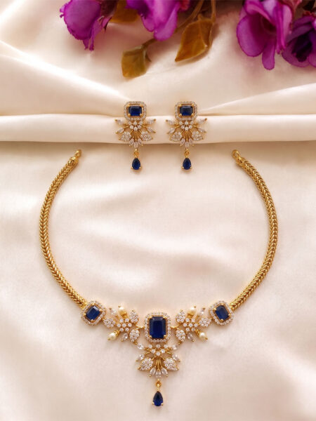 American Diamond Chocker_Blue