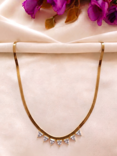 Anti-Tarnish Necklace with Anti-Tarnish Necklace with White Crystal Pendant